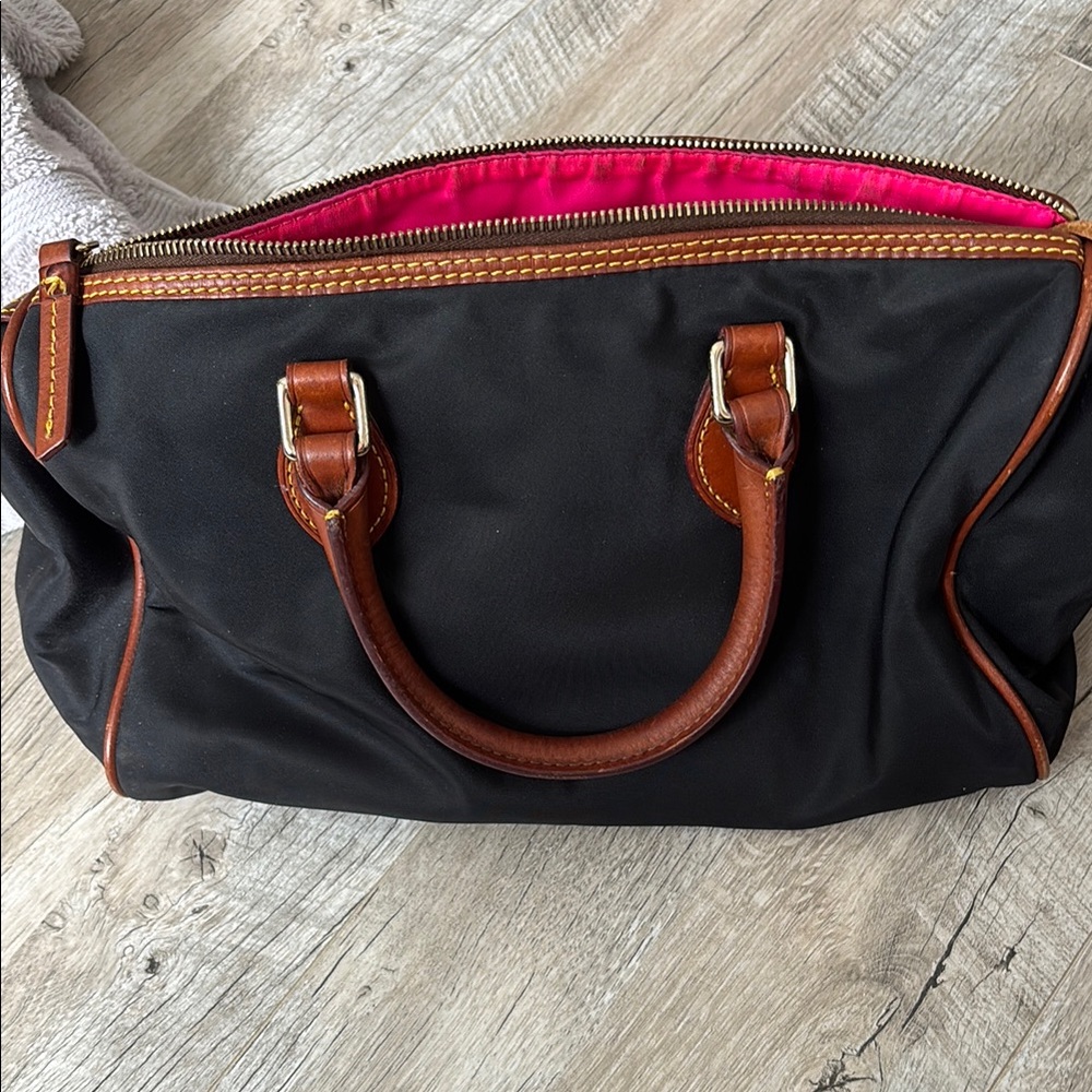 Dooney & Bourke Black Satchel with Brown Accents